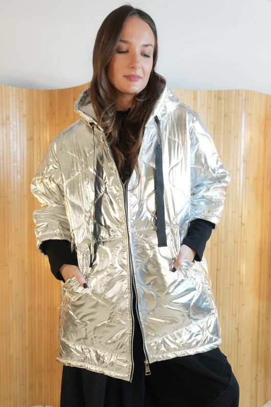 Mirabel Metallic Quilted Jacket Silver